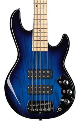 G&L CLF Research L-2500 5-String Bass Maple Fingerboard wCase Blueburst